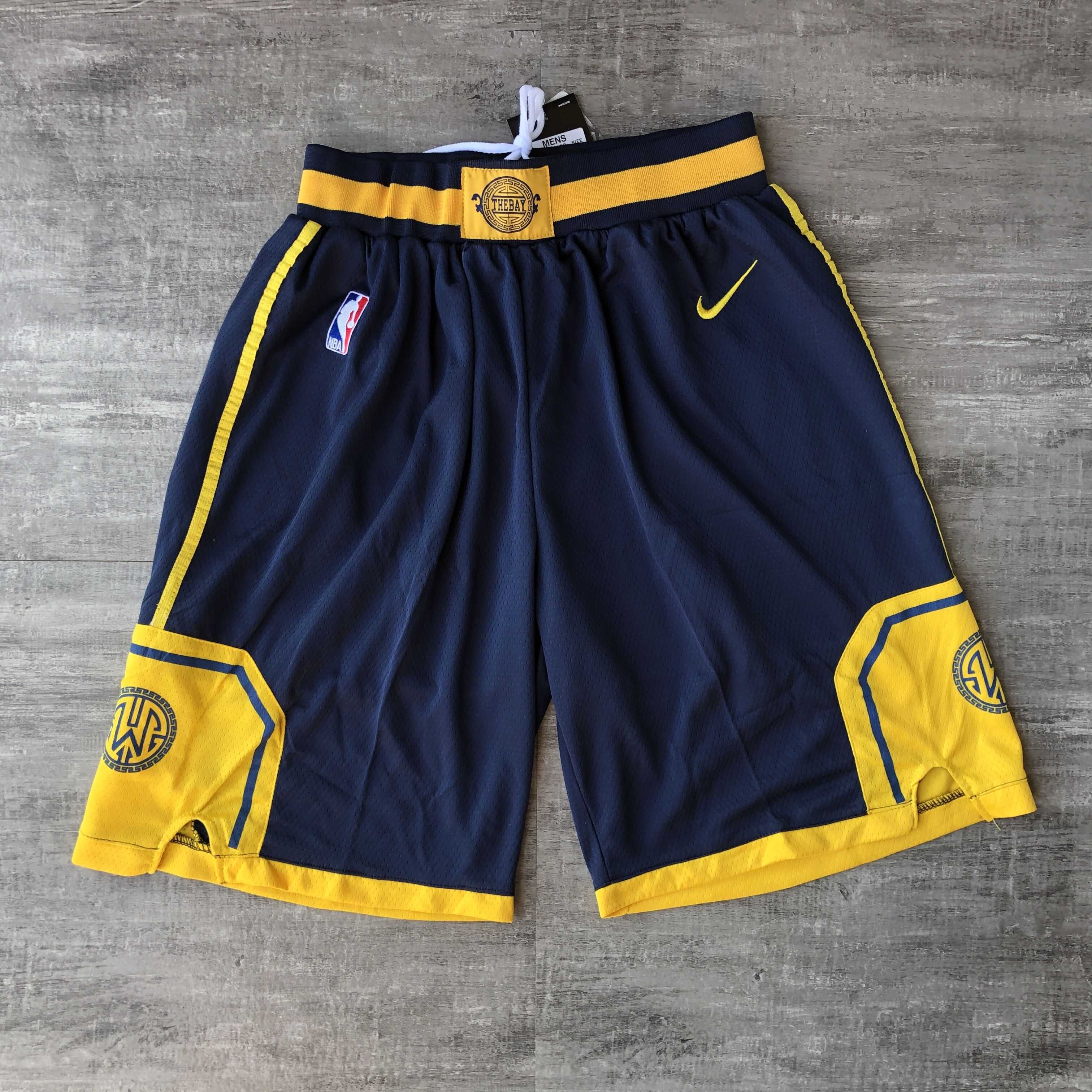 Men NBA Golden State Warriors navy blue Shorts 0416